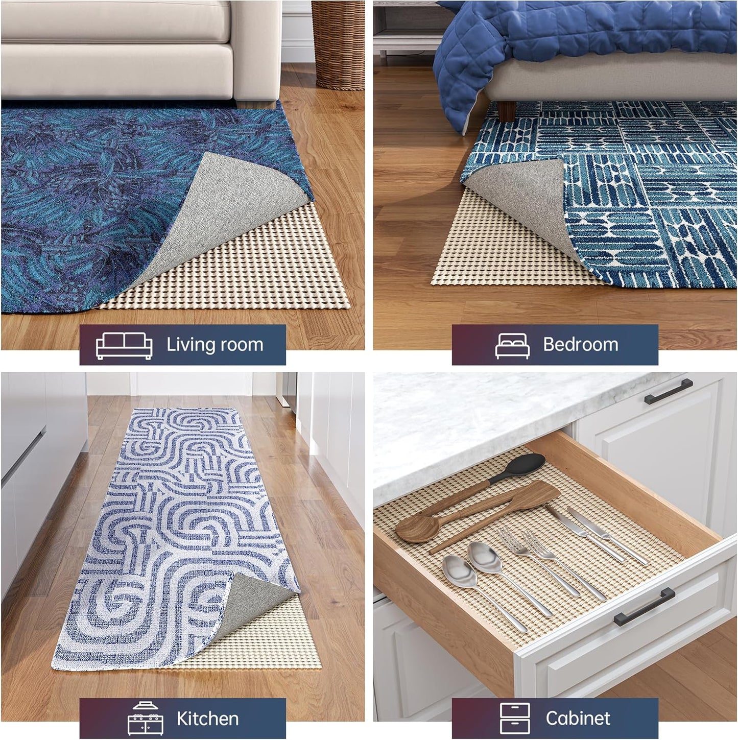 Non-Slip Rug Pad Gripper 3x10 Feet, Anti Skid Mat for Kitchen Hallway Runner Rug, Keep Rugs in