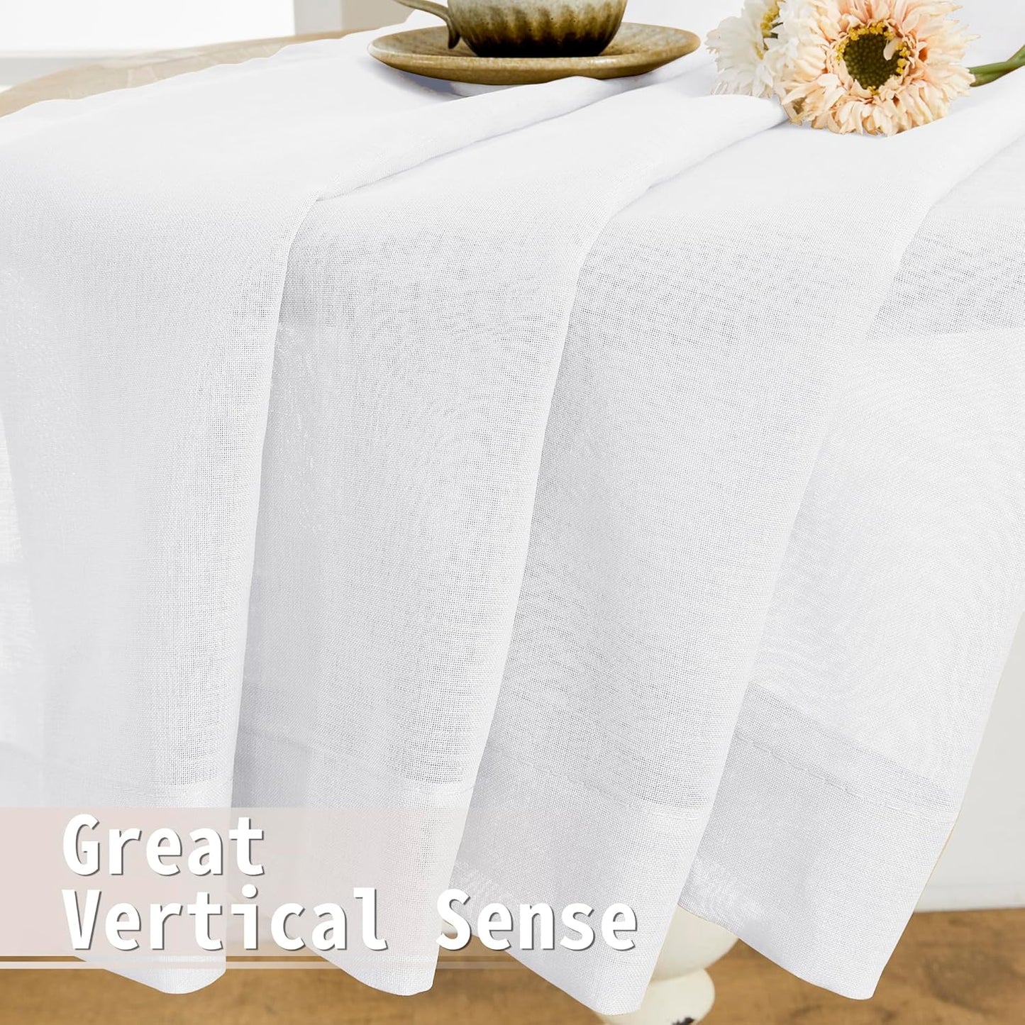 Tollpiz Short Sheer Door Curtain Closet Linen Textured Curtain Sheers Doorway Light Filtering Voile