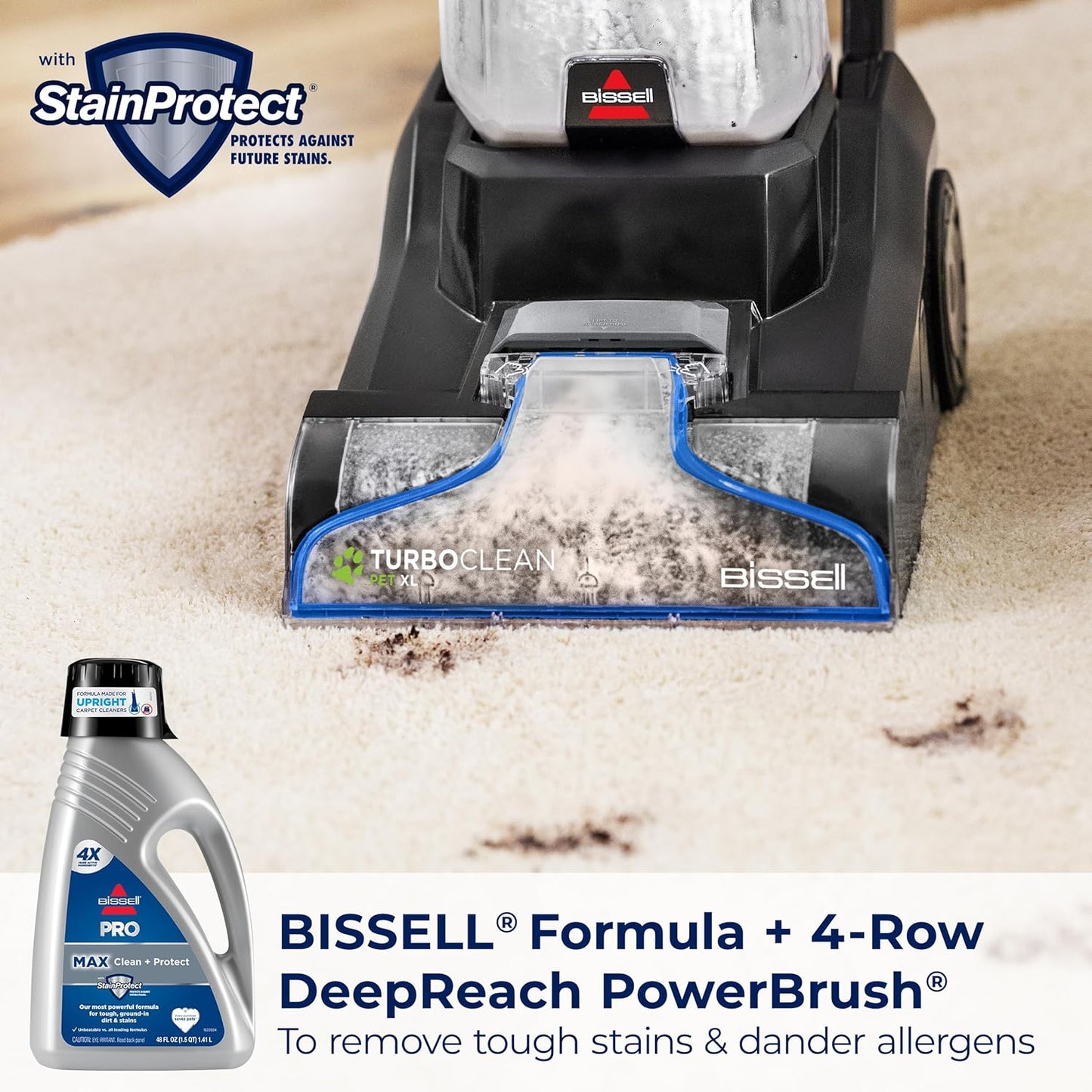 BISSELL TurboClean Pet XL Upright Carpet Cleaner, Upholstery Tough Stain Tool & Formula included