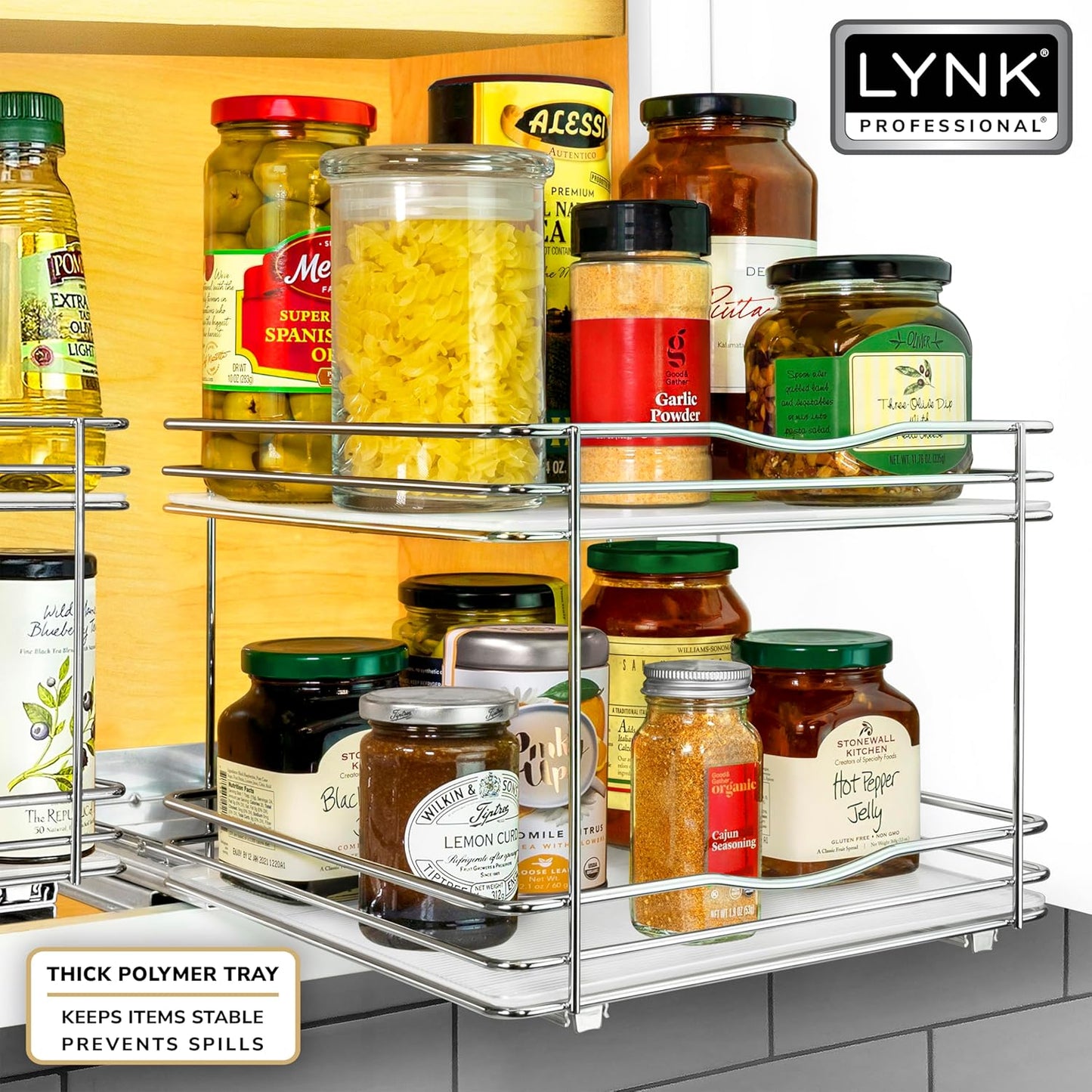 LYNK PROFESSIONAL® Pull Out Spice Rack Organizer for Inside Kitchen Cabinets - 10-1/4 inch Wide
