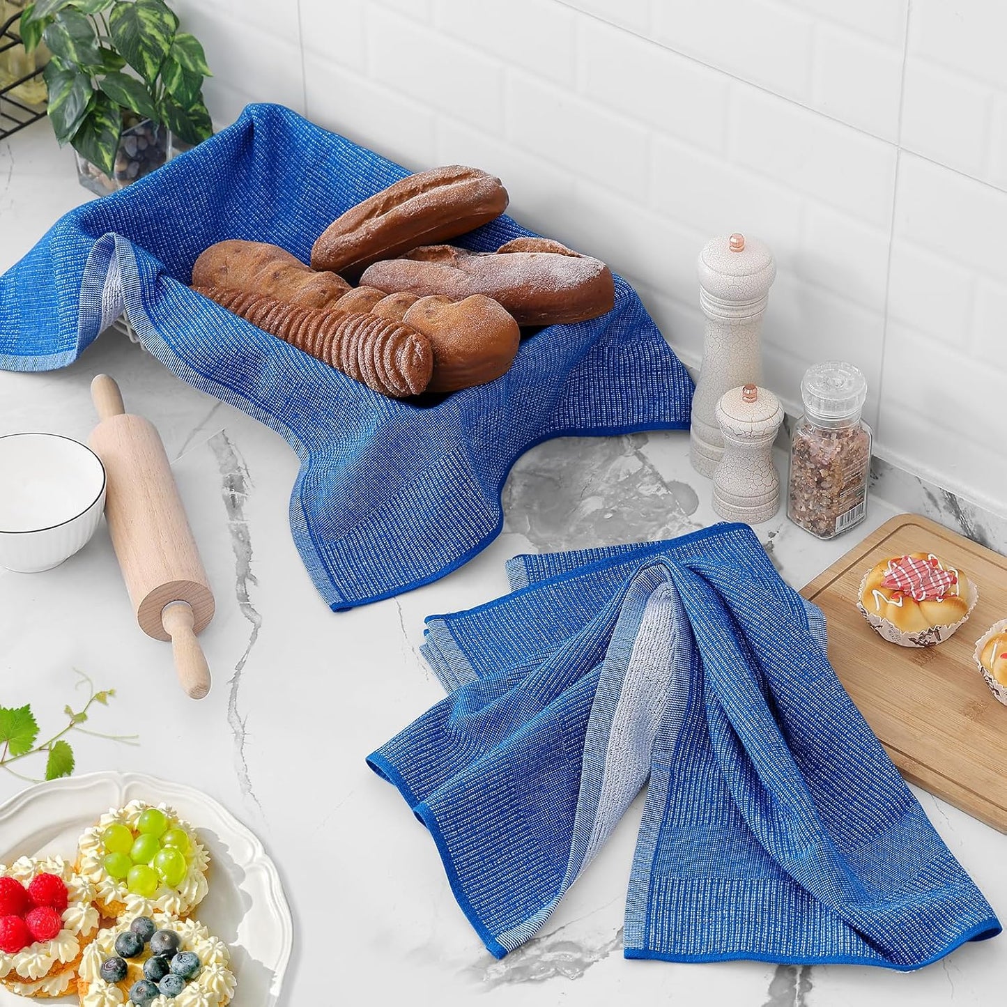Homaxy Premium Kitchen Towels(18”x 28”, 6 Pack), Large Cotton Kitchen Hand Towels, Flat and Terry