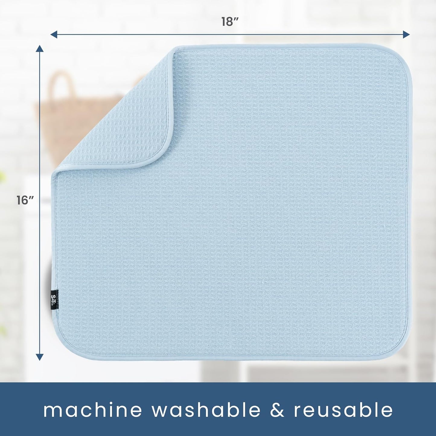 S&T INC. Dish Drying Mat, 16” x 18”, Absorbent Microfiber Kitchen Counter Mat, Dish Drying Pad for