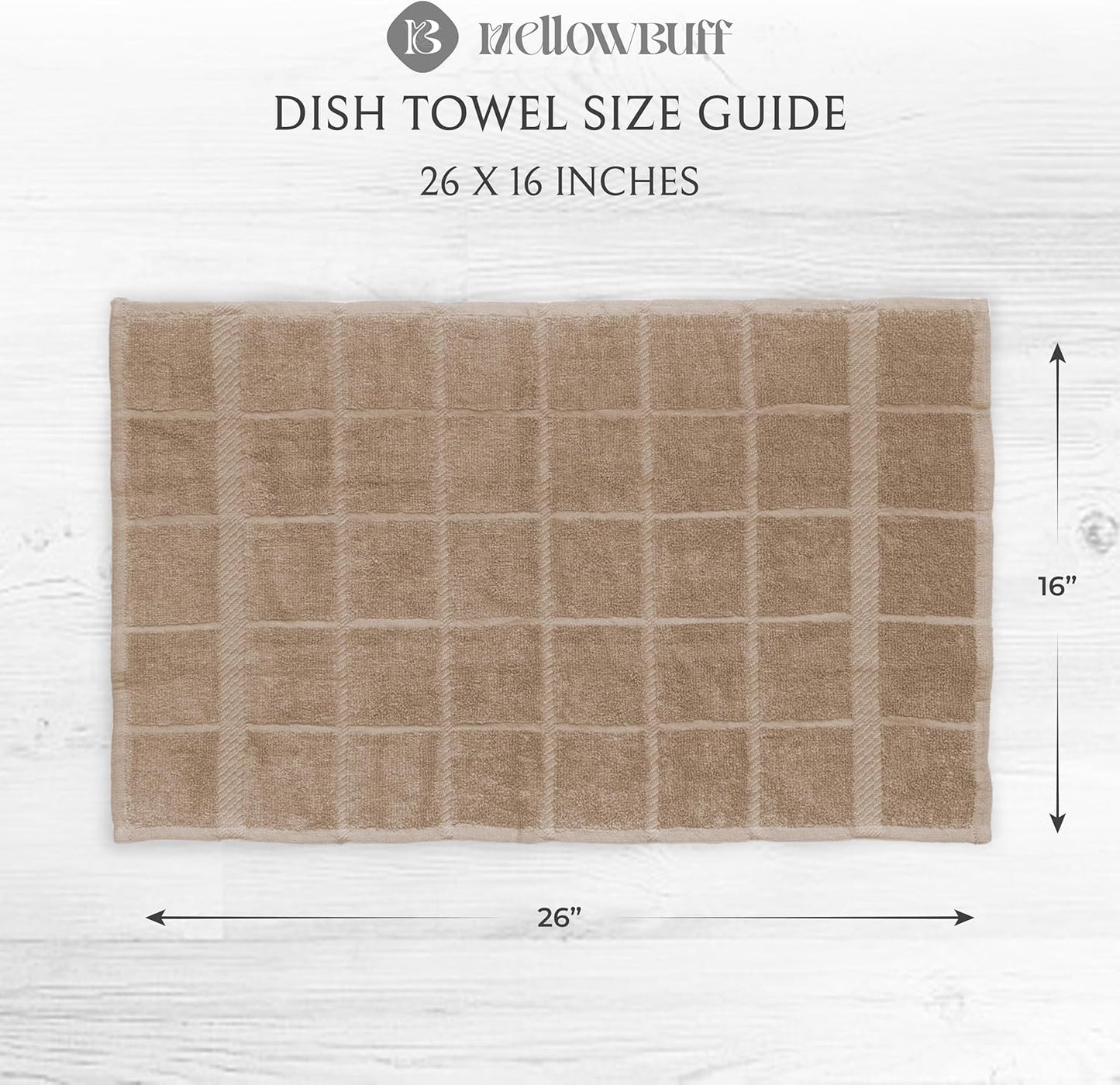 100% Cotton Terry Dish Cloth & Dish Towel, 6 Pack, Super Soft and Absorbent Kitchen Towels, Perfect