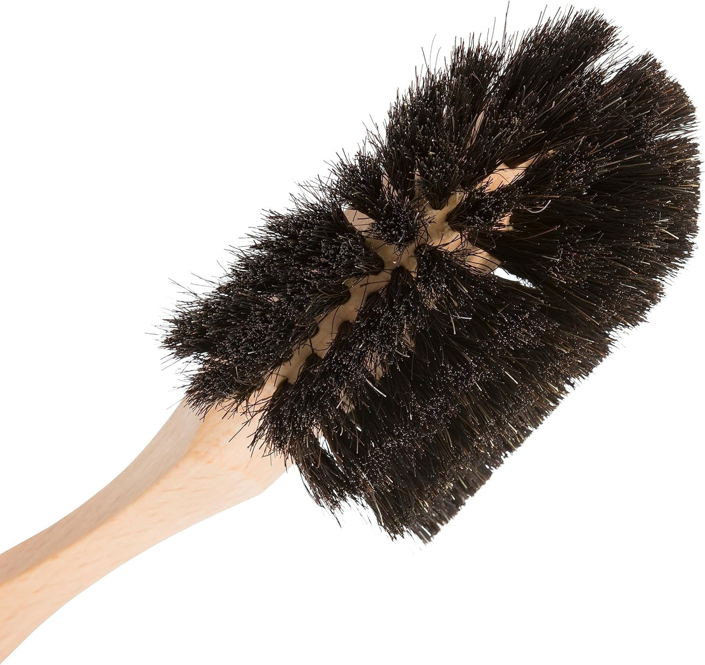 Redecker Oiled Beechwood Dish Brush with Curved Handle and Black Horsehair, 10-1/2-Inches Long