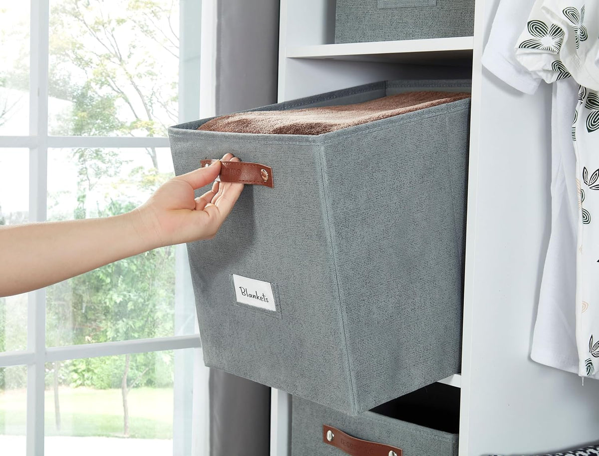 DECOMOMO Storage Cubes, 13x13x13 Storage Cube Bins with Labels, Fabric Organizer Bins (13" / 6pcs