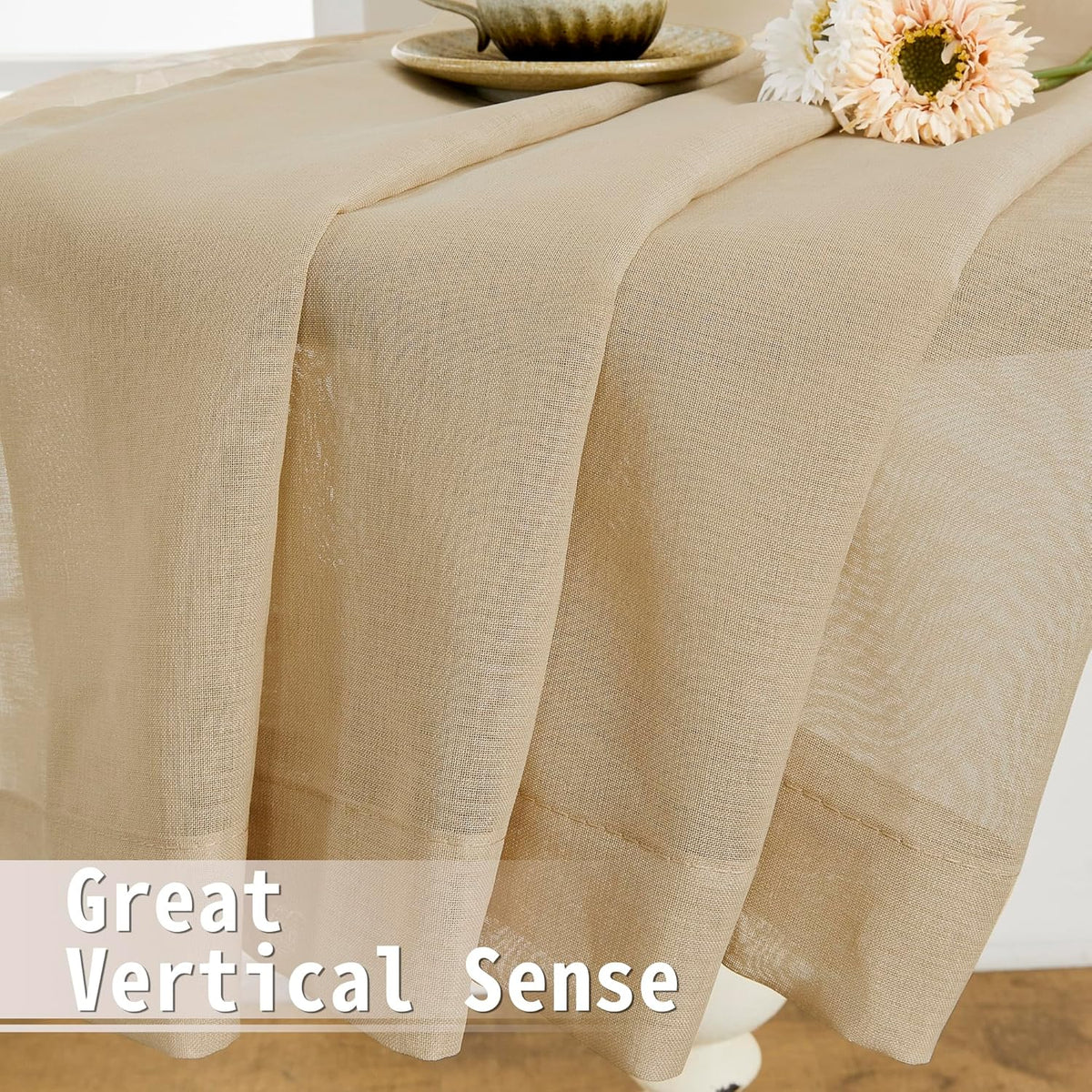 Tollpiz Small Sheer Curtain Linen Textured Curtain Sheers Doorway Light Filtering Voile French Door