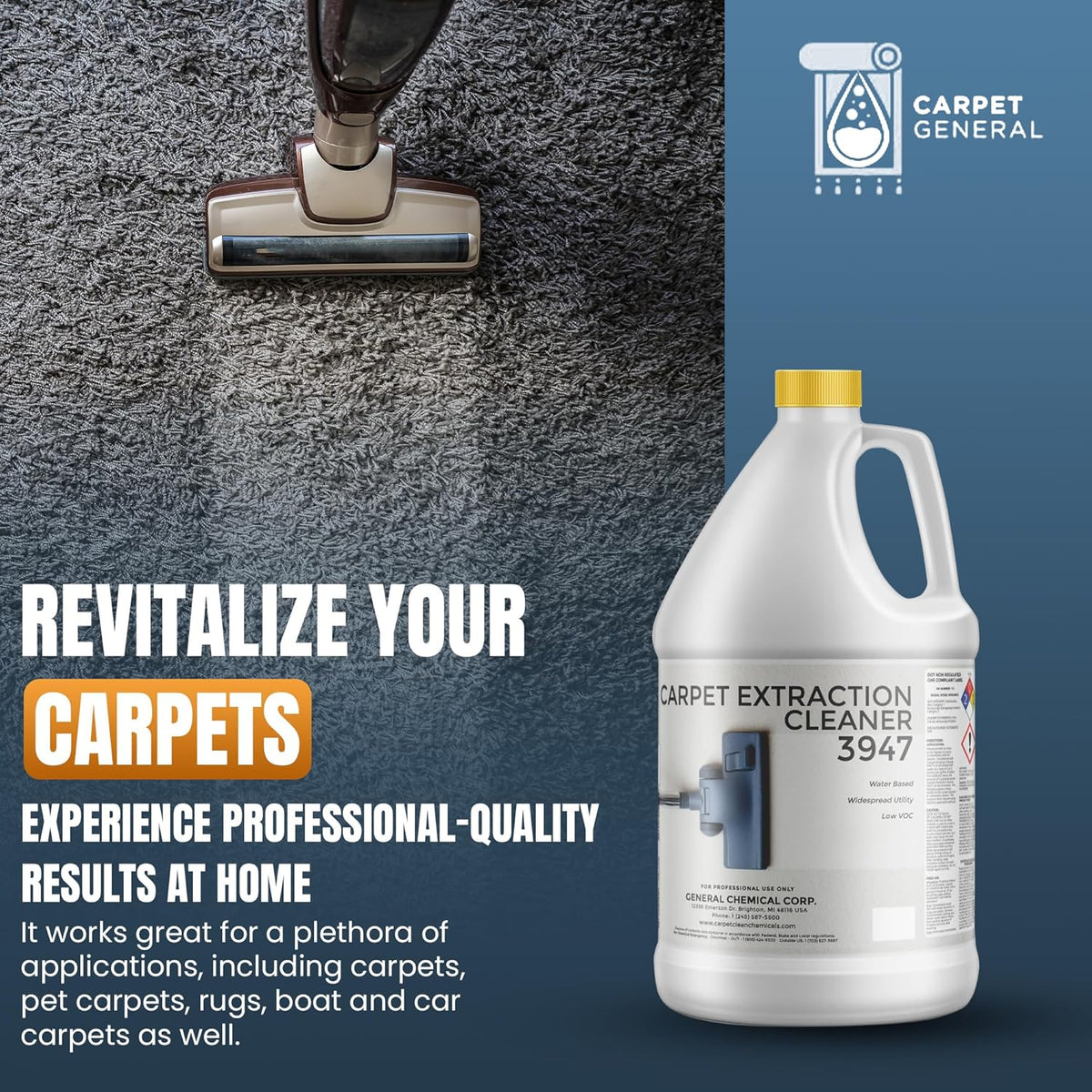 Carpet Extraction Cleaner - Water-Based Professional Deep Clean Carpet Cleaner Solution for Machine