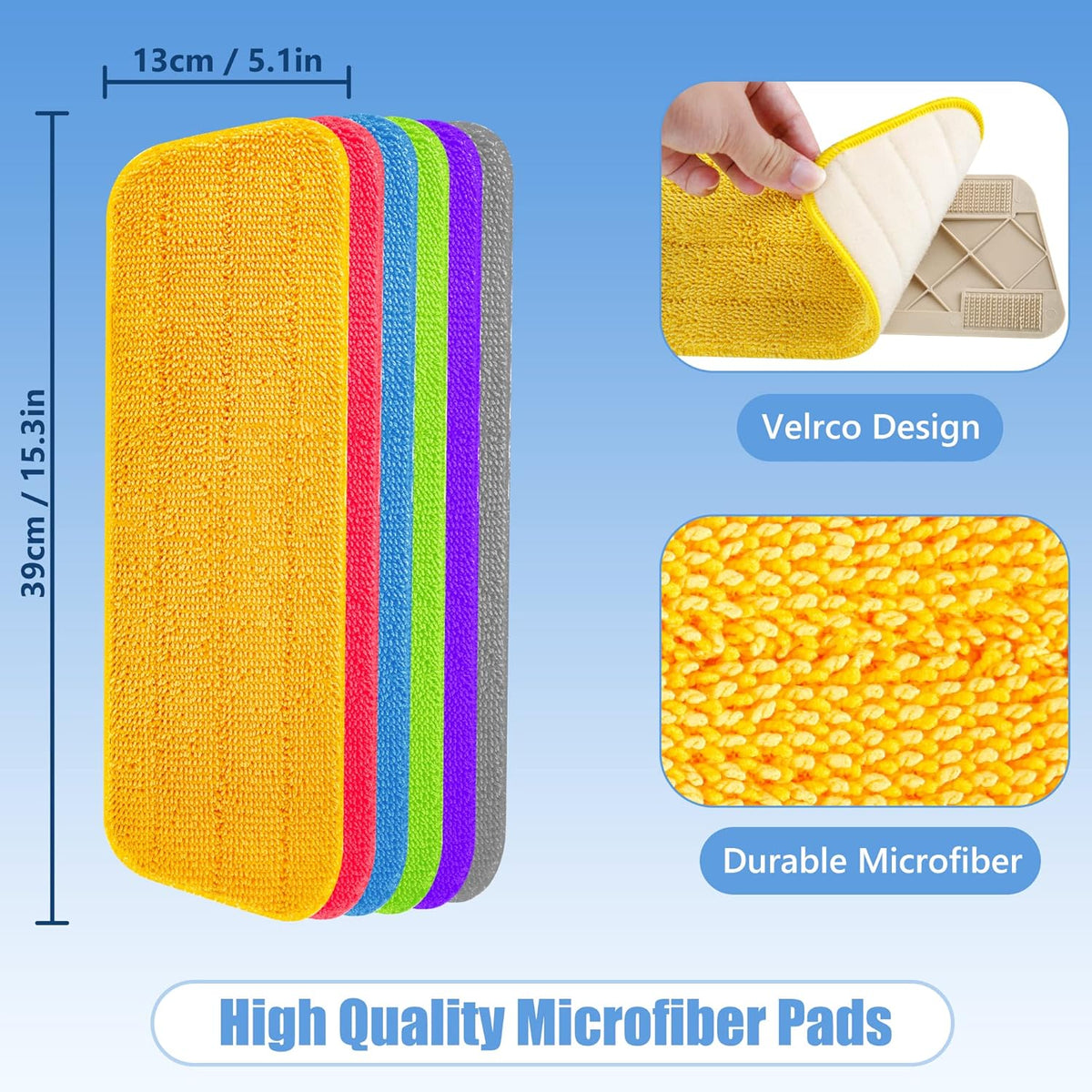 HOMTOYOU Reusable Mop Pads for Swiffer PowerMop: 6 Pack Microfiber Pad Refills for Multi-Surface