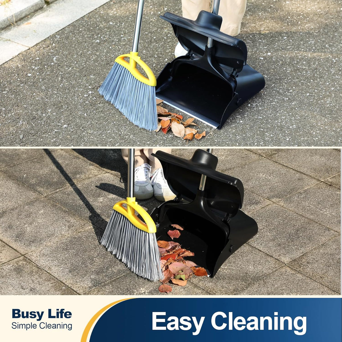Yocada Commercial Dustpan with Wheels and Windproof Cover Indoor&Outdoor Commercial Dustpan for