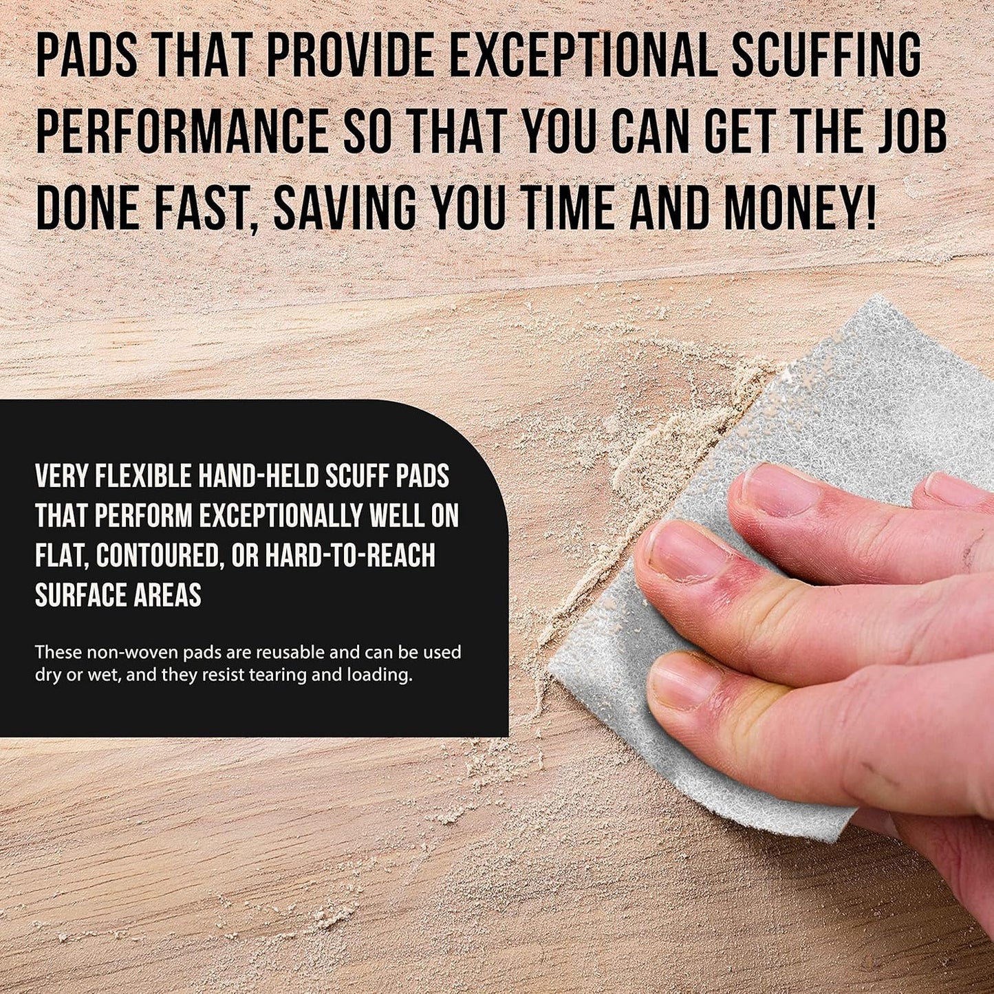 Dura-Gold Premium 6" x 9" White Light Duty Scuff Pads, Box of 10 - Final Scuffing, Scouring