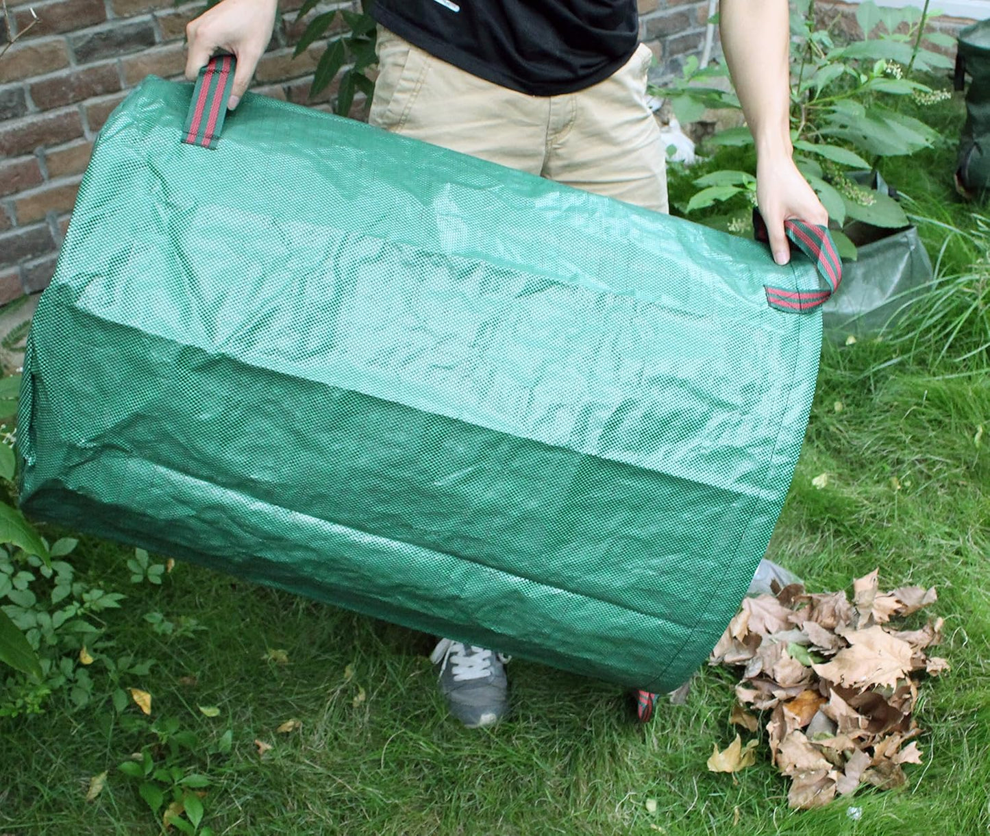 Gardzen 3-Pack 32 Gallon Yard Waste Bags, Reusable Heavy Duty Collapsible Garden Leaf Bags with