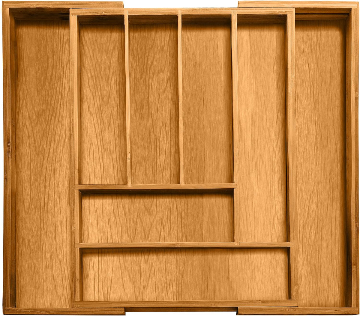 Bellemain Expandable Bamboo Drawer Organizer - Large Kitchen Utensil Holder for Cutlery