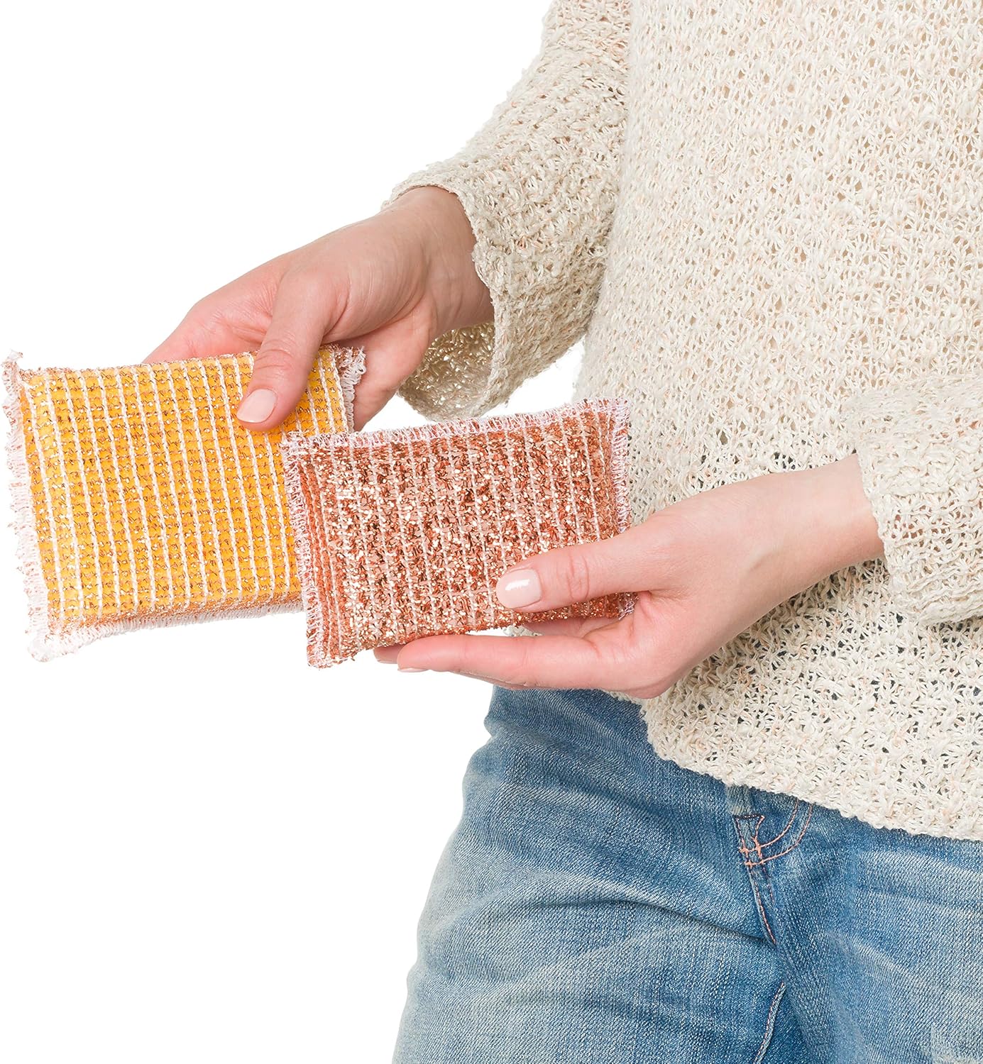 REDECKER Kitchen Woven Copper Sponge, 2-Piece - Abrasive Scrubber, Cleans Stainless Steel