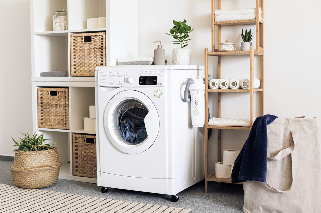 Realistic editorial lifestyle scene showing dryer balls vs dryer sheets in active household use, practical uncluttered s