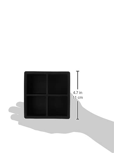 Amazon Basics Silicone Square Ice Cube Trays, Set of 2, Black, 4.25 x 4.25 x 1.77 in (Previously