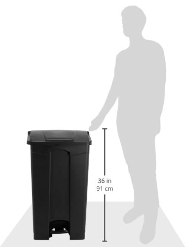 Safco Step On Plastic Trash Can with Foot Pedal, 23 Gallon Garbage Can for Kitchen, Indoor or
