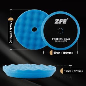 Buffing Polishing Pads, ZFE 7Pcs 6"(150mm) Waffle Foam Buffing Pads Polishing Pads Wool Pad Kit for