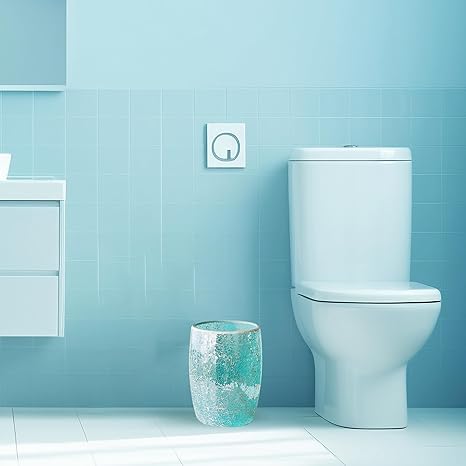 Escenzy Modern Bathroom Trash Can Mosaic Glass 5L | 7" x 10" | Decorative Small Garbage Can |