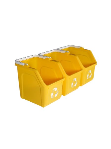 6 Gallon Stackable Recycling Bins for Homes, Garages, Offices Made of 100% Recycled Plastic