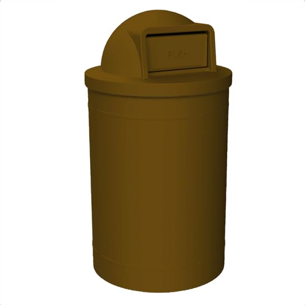 55 Gallon Circle 100% Recycled Plastic Heavy Duty Outdoor Trash Can with Push Open Dome Lid and