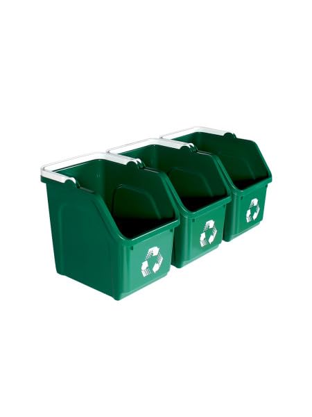 6 Gallon Stackable Recycling Bins for Homes, Garages, Offices Made of 100% Recycled Plastic