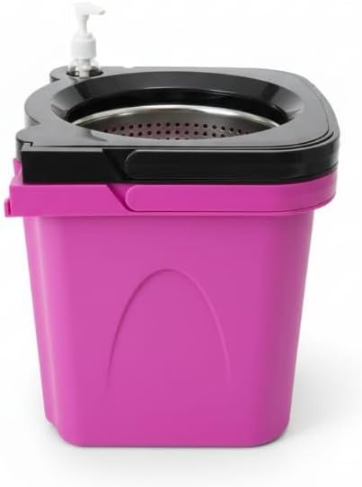 Thunder Mop Spin System - 2 Compact Stackable 6L Buckets, Microfiber Head, Stainless Steel Wringer