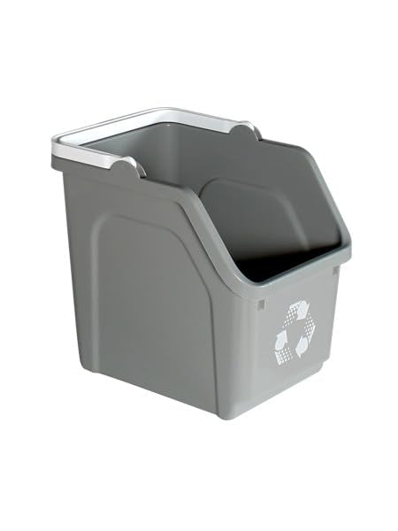 6 Gallon Stackable Recycling Bins for Homes, Garages, Offices Made of 100% Recycled Plastic
