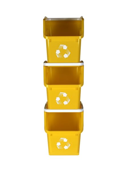 6 Gallon Stackable Recycling Bins for Homes, Garages, Offices Made of 100% Recycled Plastic