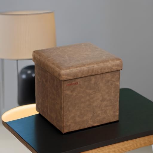 SONGMICS Mazie Collection - 15 Inches Ottoman with Storage, Footstool, Storage Ottoman, Load 660
