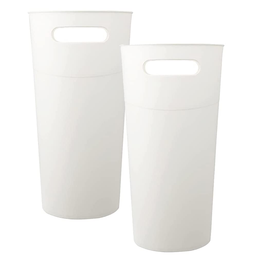 Small Trash Can Plastic Bathroom Wastebasket 3.2 Gallon Slim Garbage Container Bin with Handle for