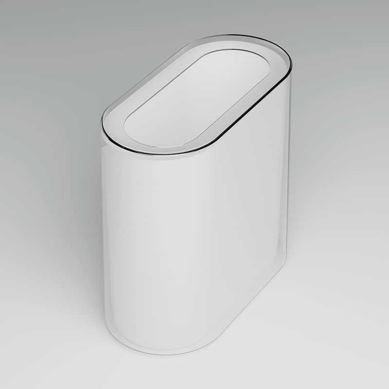IEEK Small Waste Basket Slim Trash Can 3.2 Gallon/12L Clear and White Garbage Can Rectangle Plastic