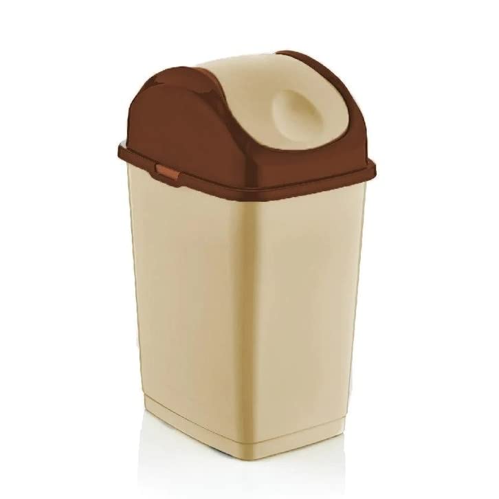 Superio Mini Desktop Trash Can with Swing Top Lid Portable Plastic Garbage Can for Countertop