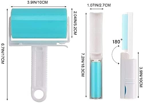 Washable Reusable Lint Roller 3 Pack, Portable Travel Sticky Dog Cat Hair Remover Cleaner with