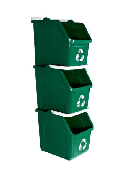 6 Gallon Stackable Recycling Bins for Homes, Garages, Offices Made of 100% Recycled Plastic