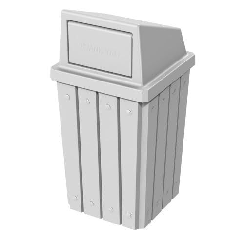 32 Gallon Square Slatted 100% Recycled Plastic Heavy-Duty Commercial Outdoor or Indoor Trash Can