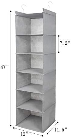 MAX Houser 6 Tier Shelf Hanging Closet Organizer, Closet Hanging Shelf with 2 Sturdy Hooks for