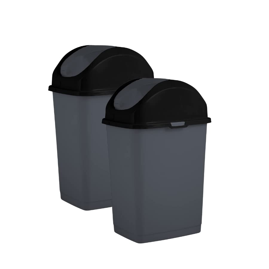 Superio Mini Desktop Trash Can with Swing Top Lid Portable Plastic Garbage Can for Countertop