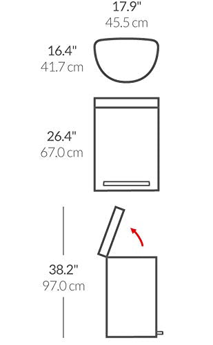 simplehuman 60 Liter Semi-Round Hands-Free Kitchen Step Stainless Steel Trash Can with Soft-Close
