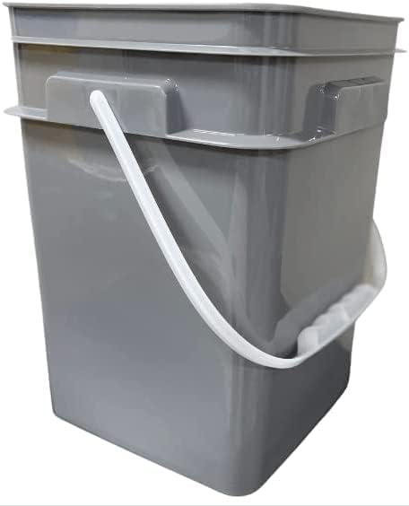 House Naturals 4 Gallon Square Food Grade Bucket Pail with Plastic Handles and Lid (Pack of 3) Made