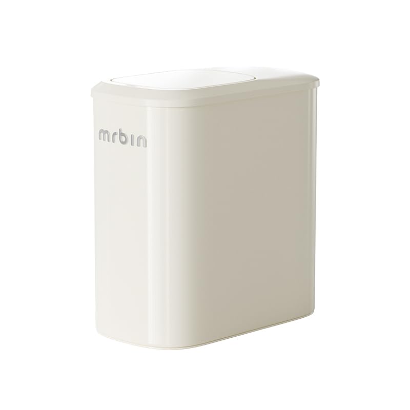 MRBIN Motion Sensor Bathroom Metal Trash Can with Lid and Wheels, 10L/2.6gal Automatic Removable
