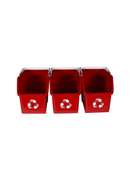 6 Gallon Stackable Recycling Bins for Homes, Garages, Offices Made of 100% Recycled Plastic - (Red
