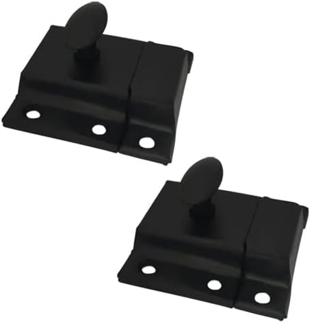 QCAA Oval Turn Cabinet Latch, for Cupboard & Other Furniture, Large, Matte Black, Made in Taiwan, 2