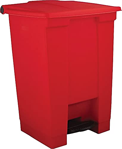 Rubbermaid Commercial Products Legacy Step-On Trash Can/Container, 12-Gallon, Red, Hands-Free