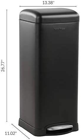 happimess HPM1007B Betty Retro 8-Gallon Step-Open Trash Can with Soft-Close Lid, Fingerprint