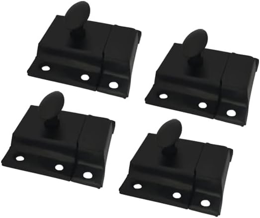 QCAA Oval Turn Cabinet Latch, for Cupboard & Other Furniture, Large, Matte Black, Made in Taiwan, 4