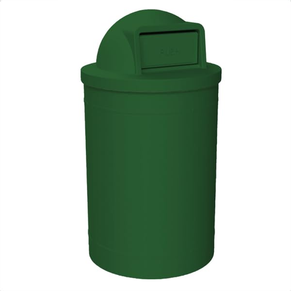 55 Gallon Round 100% Recycled Plastic Heavy Duty Outdoor Trash Can with Push Open Dome Lid and