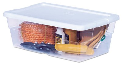 Sterilite 6 Quart Storage Box, Clear Plastic with White Snap Lid, 12 Pack