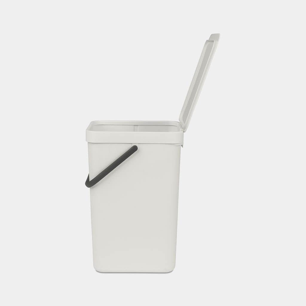 Brabantia Sort & Go Kitchen Recycling Can (4.2 Gal/Light Gray) Stackable Waste Organiser with