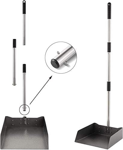 Yangbaga Dust Pans with Long Handle - 39” Heavy Duty Metal Upright Dustpan - Long Handled Stand Up
