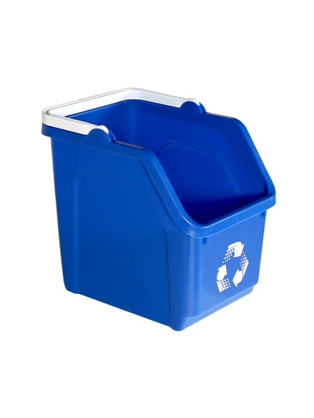 6 Gallon Stackable Recycling Bins for Homes, Garages, Offices Made of 100% Recycled Plastic